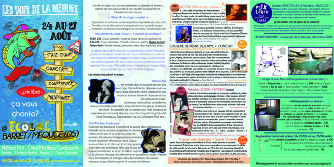 Les Voix de la Méouge vont résonner du 24 au 27 août ! Les Voix de la Méouge vont résonner du 24 au 27 août !