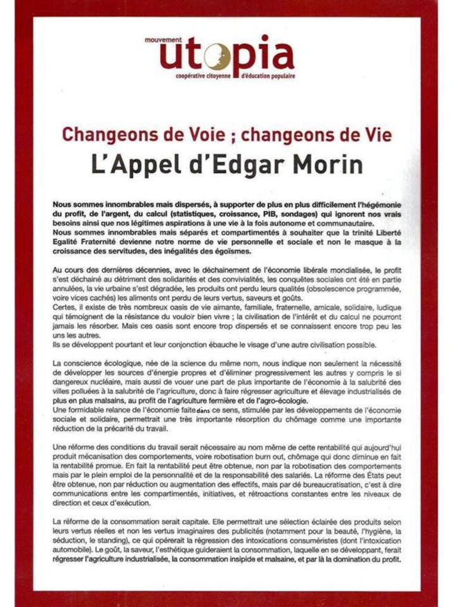 L’appel d'Edgar Morin pour une prise de conscience solidaire