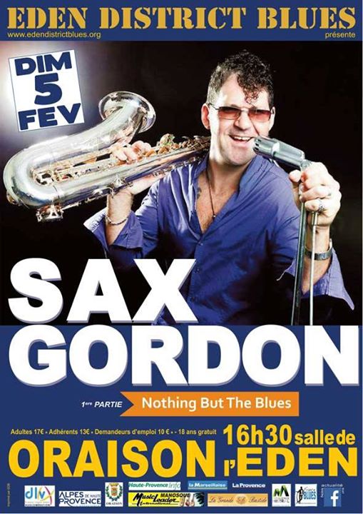 Sax Gordon en concert dimanche 5 février à la salle de l'Eden d'Oraison