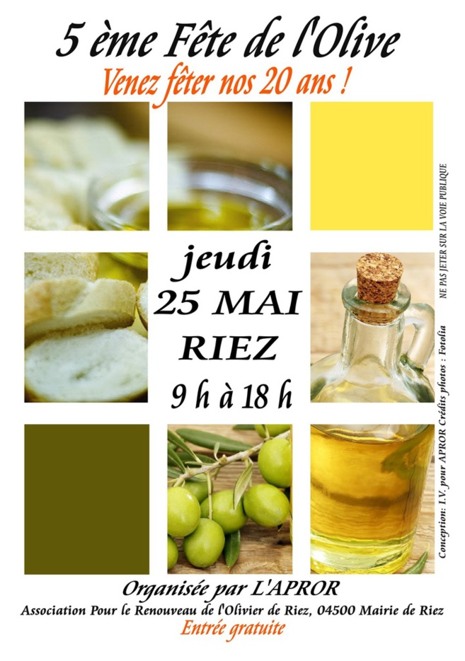 La fête de l'olive à Riez Jeudi 25 mai 2017 La fête de l'olive à Riez Jeudi 25 mai 2017