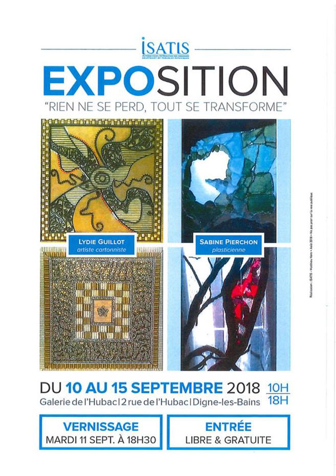 2 artistes exposent à la galerie de l'hubac du 10 au 15 septembre 2 artistes exposent à la galerie de l'hubac du 10 au 15 septembre
