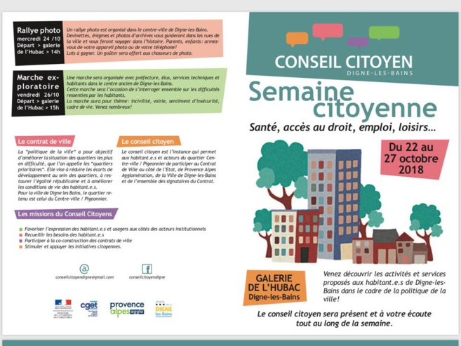 Semaine citoyenne organisée par le conseil citoyen de la ville de Digne-les-Bains Semaine citoyenne organisée par le conseil citoyen de la ville de Digne-les-Bains