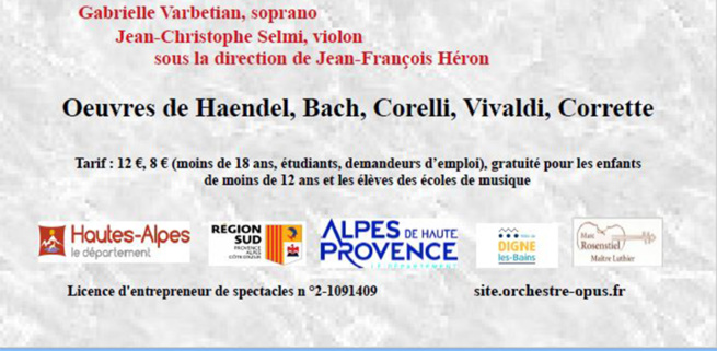 Concert "Noël baroque" avec Opus Orchestre des Alpes du Sud Concert "Noël baroque" avec Opus Orchestre des Alpes du Sud