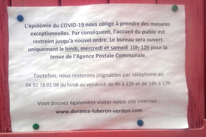 A Quinson l'agence postale communale reste ouverte A Quinson l'agence postale communale reste ouverte