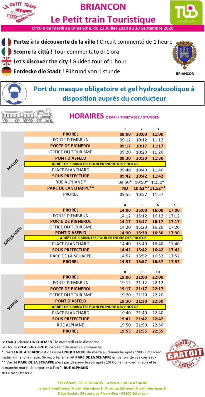 Un petit train touristique gratuit à Briançon ! Un petit train touristique gratuit à Briançon !