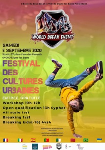 Festival de Cultures urbaines Samedi 5 septembre à Digne les bains Festival de Cultures urbaines Samedi 5 septembre à Digne les bains