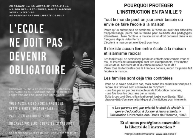 Ils veulent continuer à pouvoir faire l’école à la maison Ils veulent continuer à pouvoir faire l’école à la maison