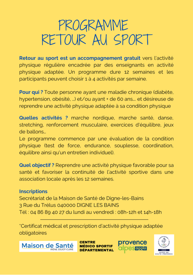 Retour au sport pour une meilleure santé Retour au sport pour une meilleure santé