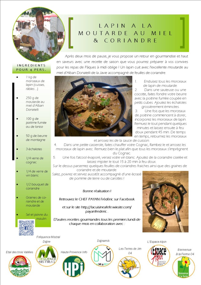 LES RECETTES DU CHEF CUISINIER Frédéric PAYAN LES RECETTES DU CHEF CUISINIER Frédéric PAYAN