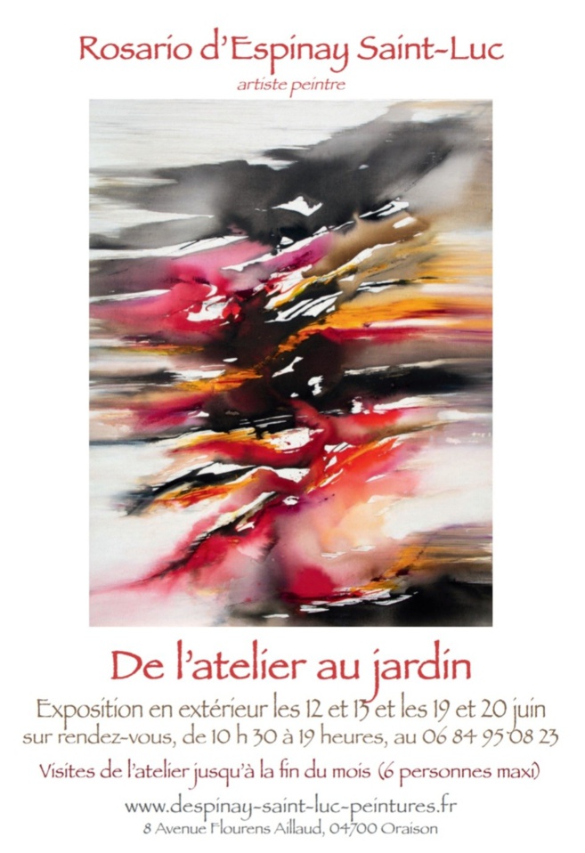 Exposition De l'atelier au jardin de Rosario d'Espinay Saint-Luc Exposition De l'atelier au jardin de Rosario d'Espinay Saint-Luc