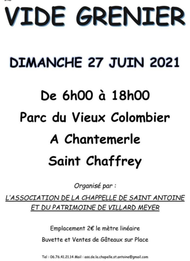 Un vide grenier organisé à saint Chaffrey Un vide grenier organisé à saint Chaffrey