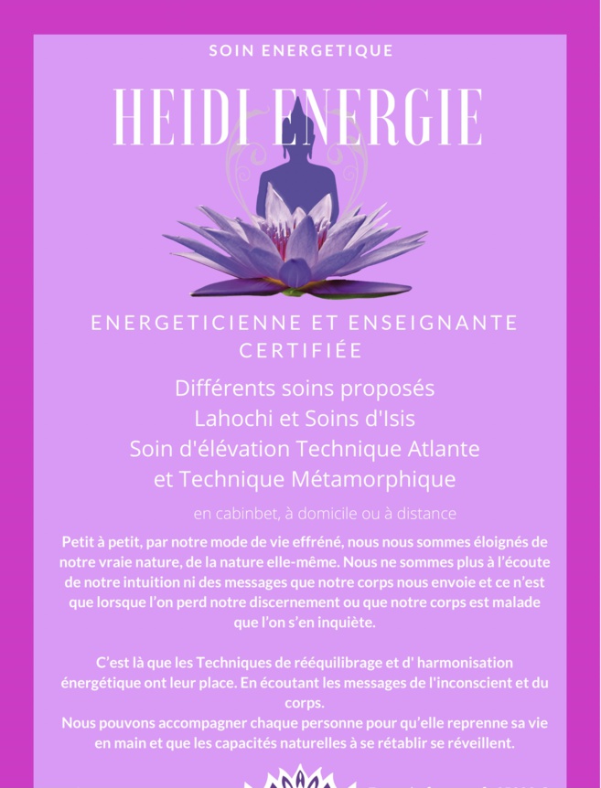 Heidi Energie - Soins Energétiques Lahochi et Métamorphique Heidi Energie - Soins Energétiques Lahochi et Métamorphique