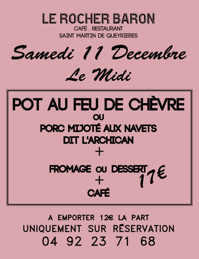 Un pot au feu de chèvre à déguster au "Rocher Baron" Un pot au feu de chèvre à déguster au "Rocher Baron"