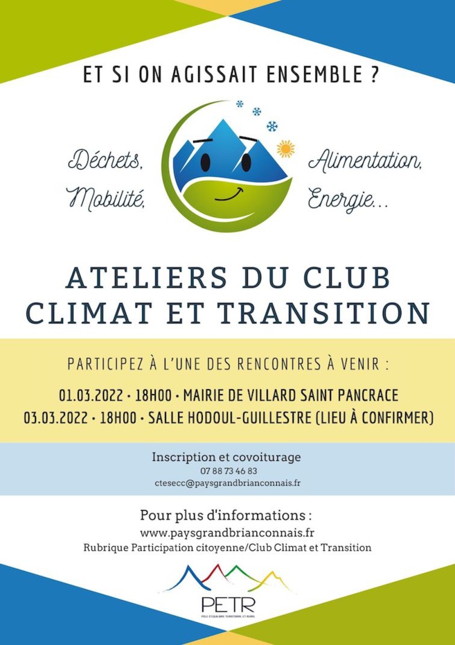 Ateliers du club climat et transition à venir