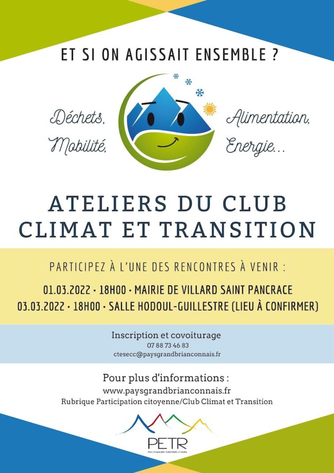 Ateliers du club climat et transition à venir Ateliers du club climat et transition à venir