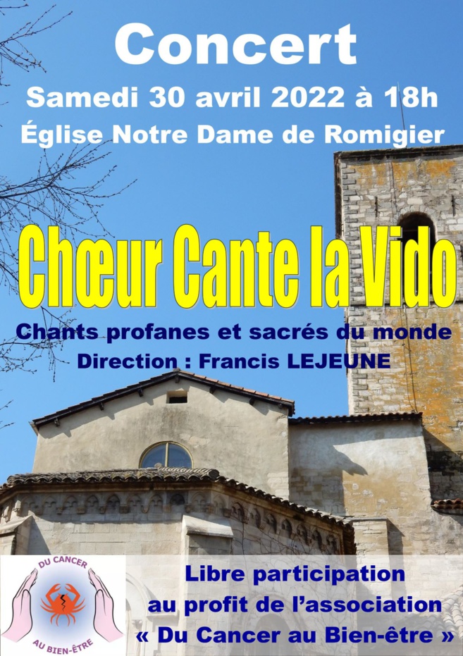 Concert au profit de l’association Du "Cancer Au Bien-Etre" le 30 avril 2022 à Manosque Concert au profit de l’association Du "Cancer Au Bien-Etre" le 30 avril 2022 à Manosque
