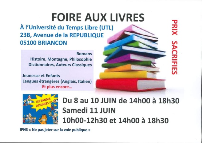 Grande foire aux Livres à L'université du temps libres ! Grande foire aux Livres à L'université du temps libres !