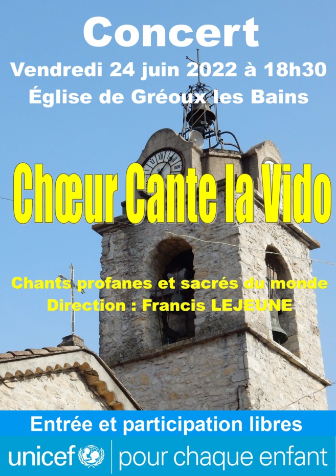 Concert au profit de l’UNICEF par le choeur cante la vido Concert au profit de l’UNICEF par le choeur cante la vido