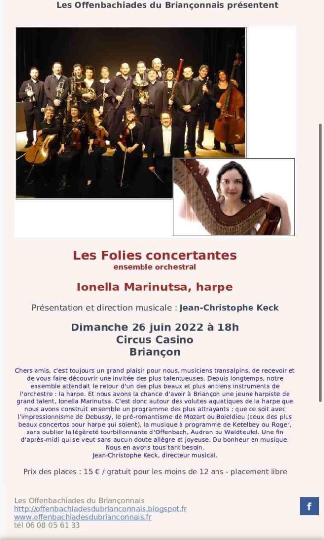 "Les Folies concertantes" prochainement à Briançon ! "Les Folies concertantes" prochainement à Briançon !