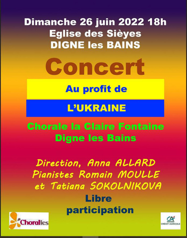 Un concert en faveur de l'Ukraine avec la Chorale de la claire fontaine Un concert en faveur de l'Ukraine avec la Chorale de la claire fontaine