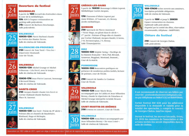 Georges Chelon au Festival Poésie et Chansons au Pays des Lavandes à Valensole. Georges Chelon au Festival Poésie et Chansons au Pays des Lavandes à Valensole.