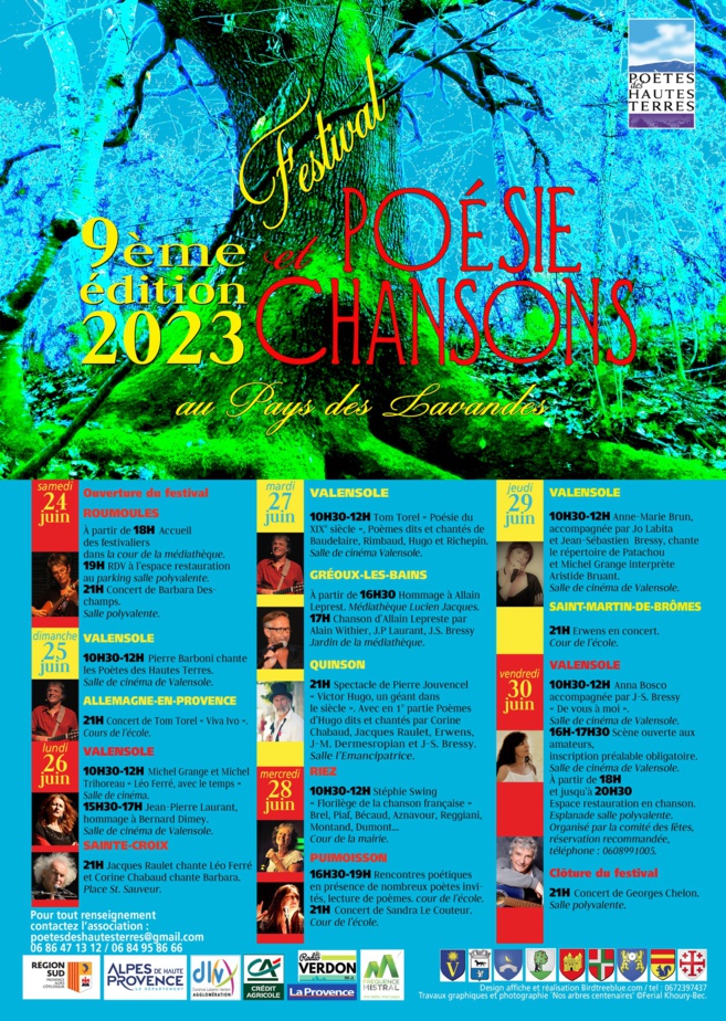Le Festival Poésie et chansons au pays des Lavandes 2023. Le Festival Poésie et chansons au pays des Lavandes 2023.