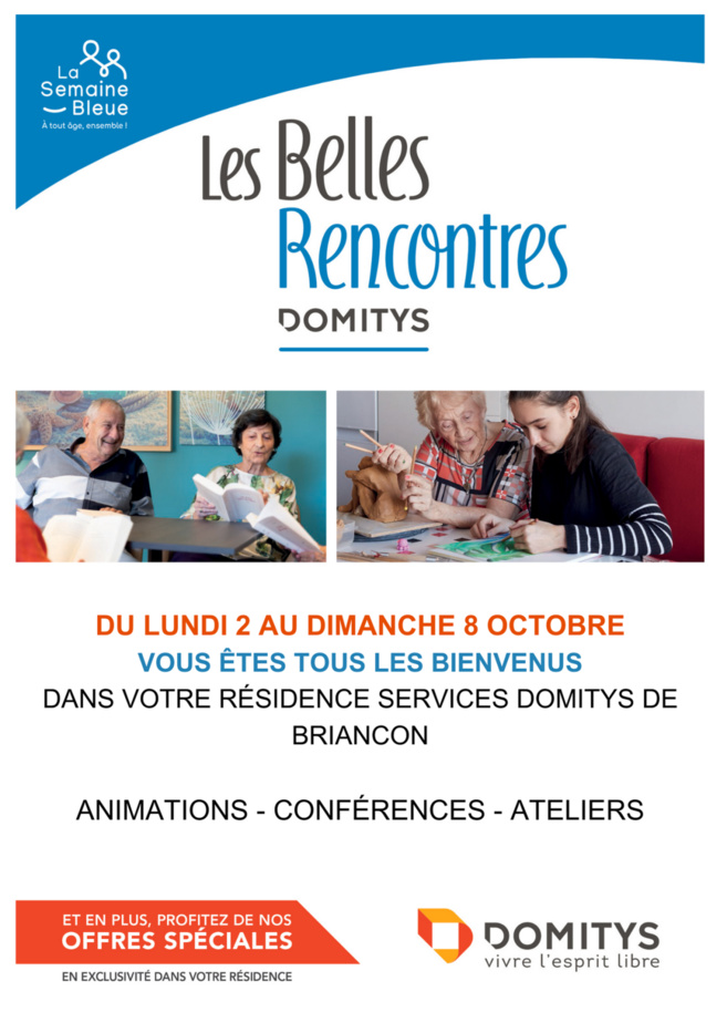 Participez aux Belles Rencontres Domitys lors de la semaine bleu Participez aux Belles Rencontres Domitys lors de la semaine bleu