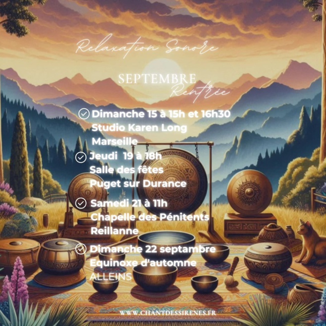 Chant des Sirènes - Sonothérapie à Marseille et sa région - Relaxation sonore au GONG ! Chant des Sirènes - Sonothérapie à Marseille et sa région - Relaxation sonore au GONG !