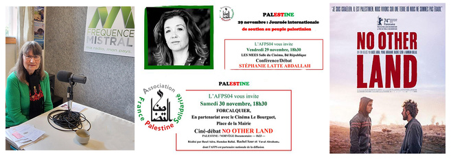 Monique Etienne de l'association France Palestine Solidarité 04 Monique Etienne de l'association France Palestine Solidarité 04