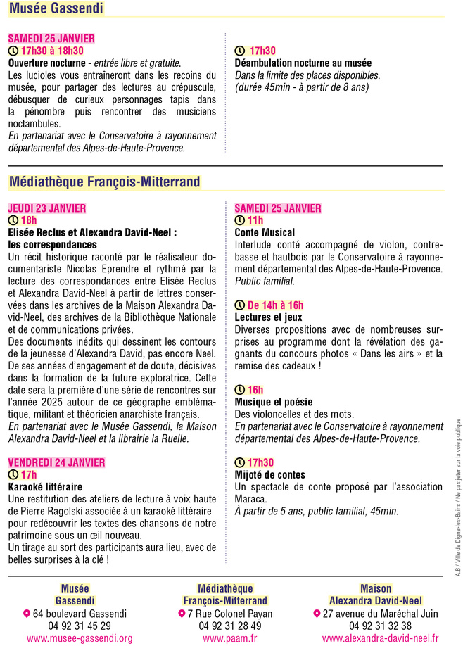 Présentation des nuits de la lecture du 23 au 26 janvier 2025 sur Digne les bains. Présentation des nuits de la lecture du 23 au 26 janvier 2025 sur Digne les bains.