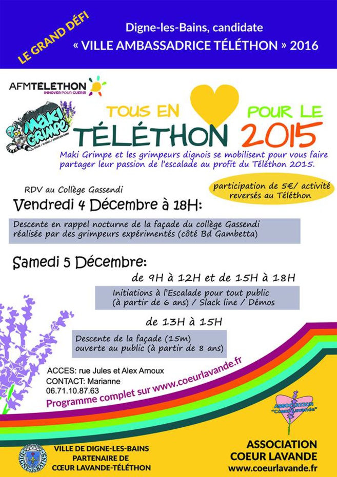 Digne, future ville ambassadrice du téléthon ? C'est le projet pour 2016 Digne, future ville ambassadrice du téléthon ? C'est le projet pour 2016