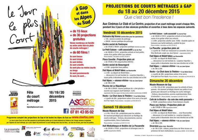 Le Festival Le Jour Le Plus Court c’est la fête du court métrage à Gap Le Festival Le Jour Le Plus Court c’est la fête du court métrage à Gap