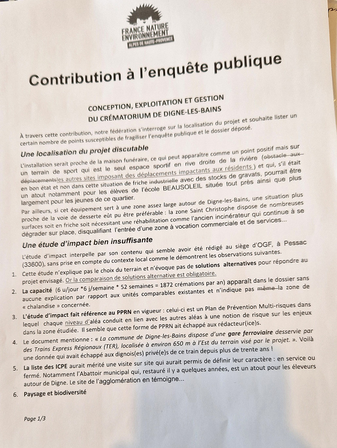 Un projet d'installation d'un crématorium sur le stade Robert Gage à Digne les bains ? Un projet d'installation d'un crématorium sur le stade Robert Gage à Digne les bains ?