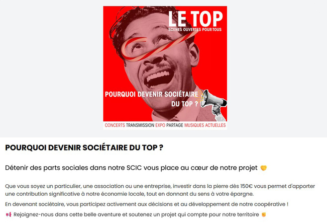 Devenir sociétaire de La Société d'intérêt collectif le Top est toujours possible ! Devenir sociétaire de La Société d'intérêt collectif le Top est toujours possible !