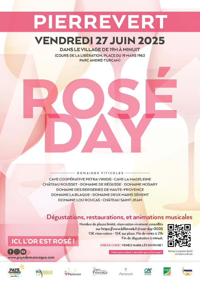 5ème édition du "Rosé Day" à Pierrevert vendredi 27 juin 5ème édition du "Rosé Day" à Pierrevert vendredi 27 juin