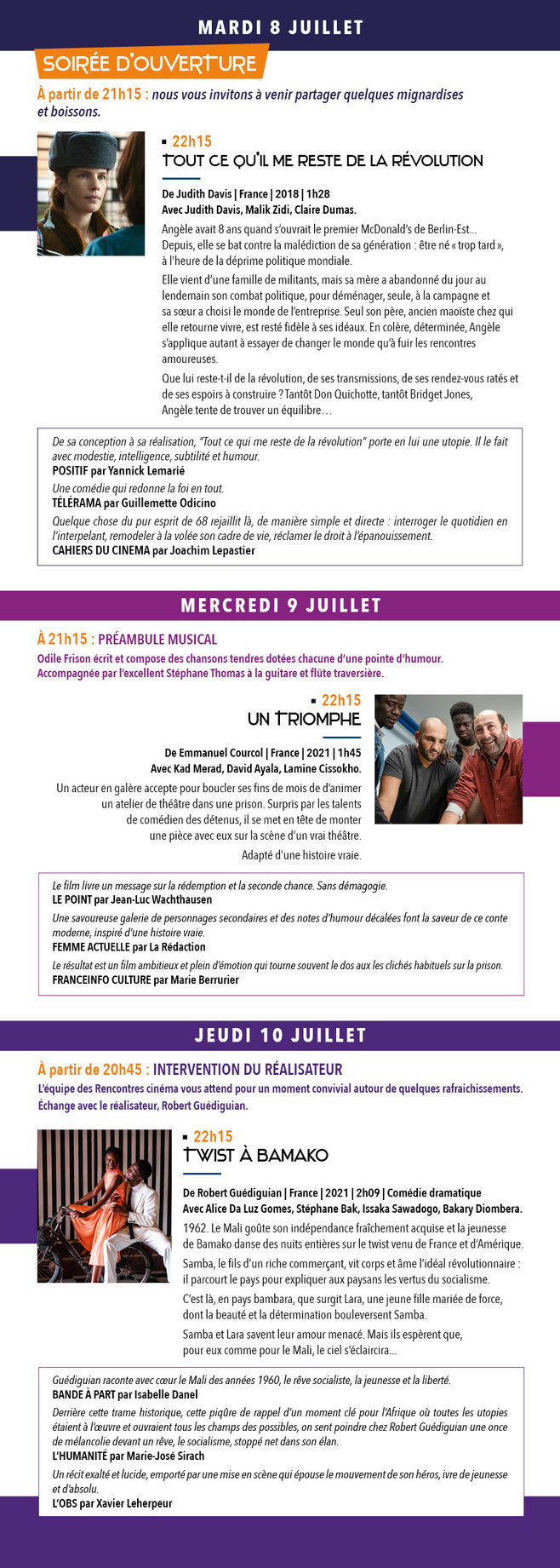 Nos rendez-vous avec les Rencontres Cinématographiques pour le ciné d'été 2025 Nos rendez-vous avec les Rencontres Cinématographiques pour le ciné d'été 2025