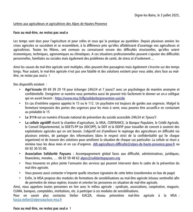 Le mal-être agricole n'est pas une fatalité ! 