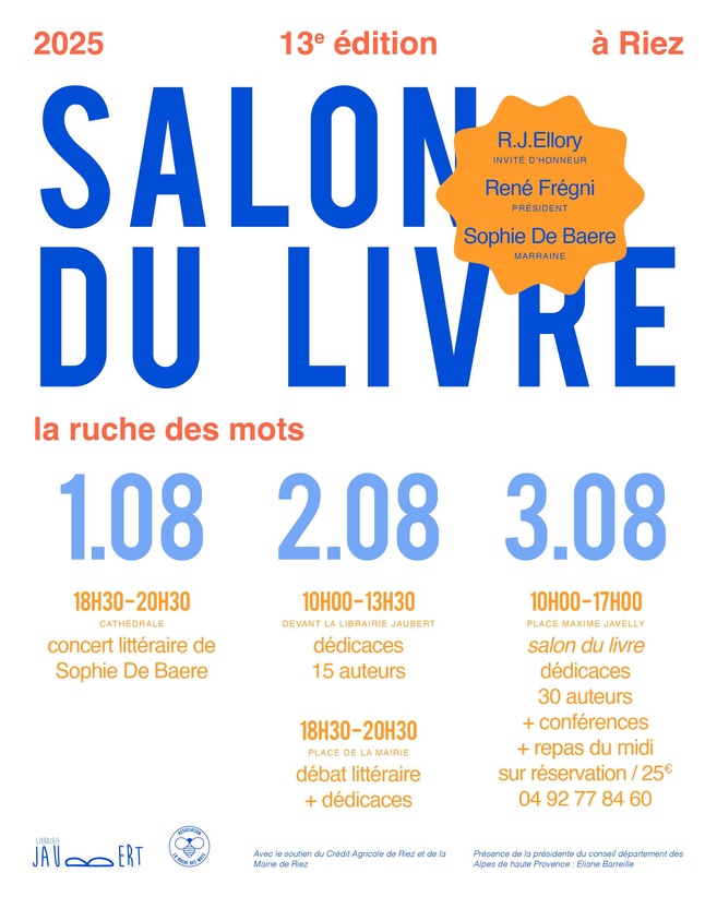 13e édition de La Ruche des mots, à Riez du 1er au 03 août 13e édition de La Ruche des mots, à Riez du 1er au 03 août