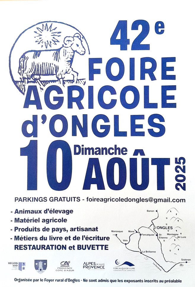 10 août 2025 , 42 ème Foire agricole et rurale, à Ongles ! 10 août 2025 , 42 ème Foire agricole et rurale, à Ongles !