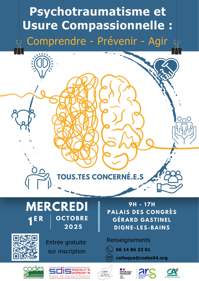 Un colloque dédié au psychotraumastisme et à l'usure compassionnelle le 1er octobre 2025 à Digne-les-Bains Un colloque dédié au psychotraumastisme et à l'usure compassionnelle le 1er octobre 2025 à Digne-les-Bains