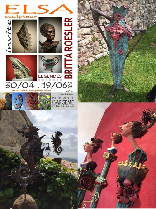 Elsa invite les visiteurs de Bargème à voyager dans le monde chimérique de Britta Roesler Elsa invite les visiteurs de Bargème à voyager dans le monde chimérique de Britta Roesler