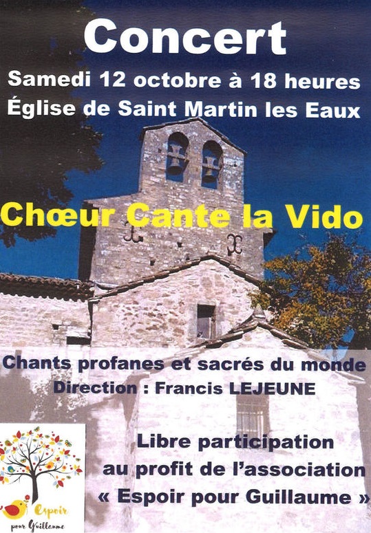 Concert vocal solidaire samedi à St Martin les Eaux