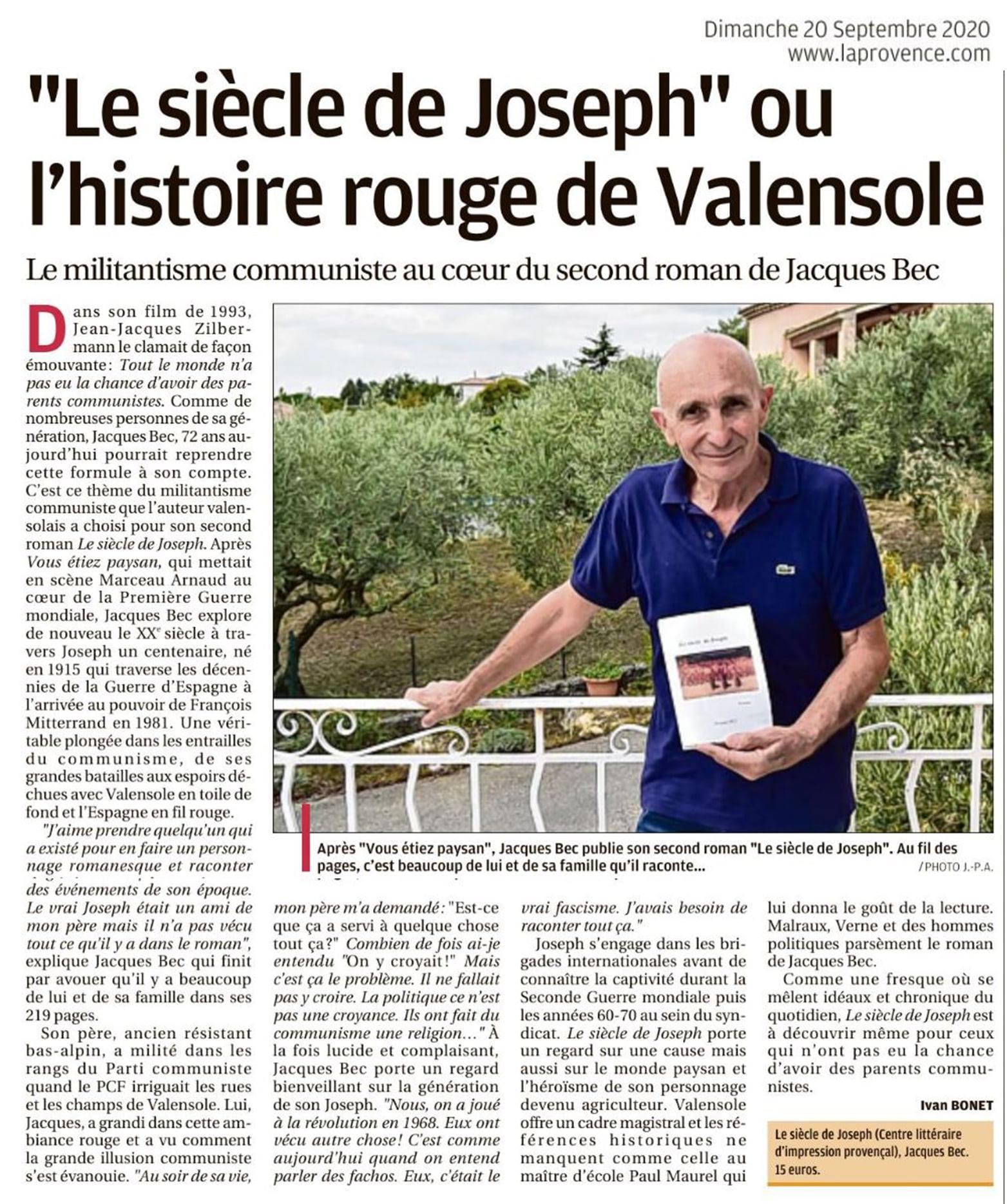 Jacques Bec présente son nouveau roman