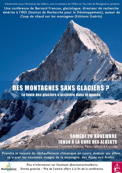 " Des montagnes sans glaciers ? ":  Une Conférence à venir