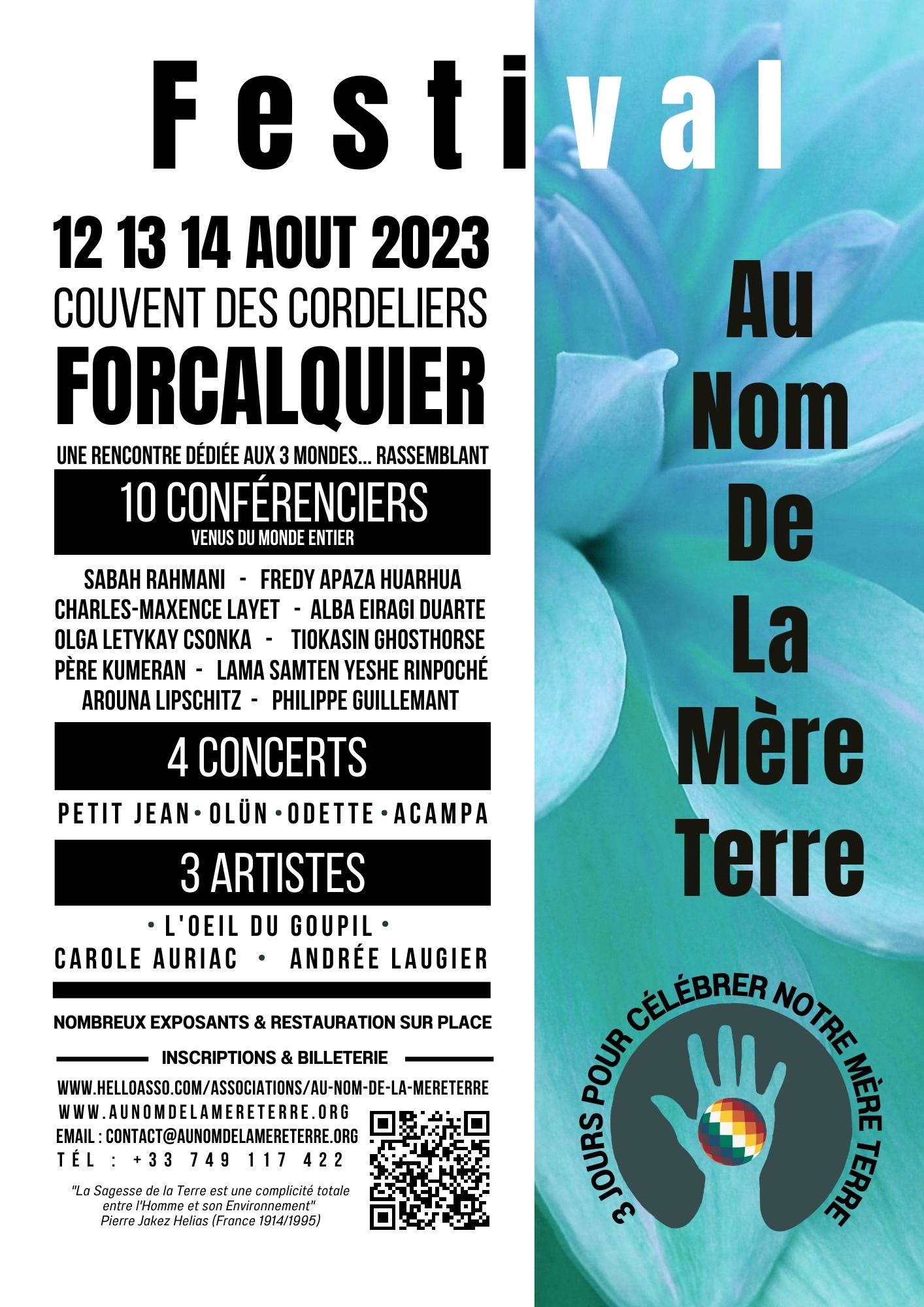 Forcalquier, Festival "Au nom de la Mère Terre" du 12 au 14 août