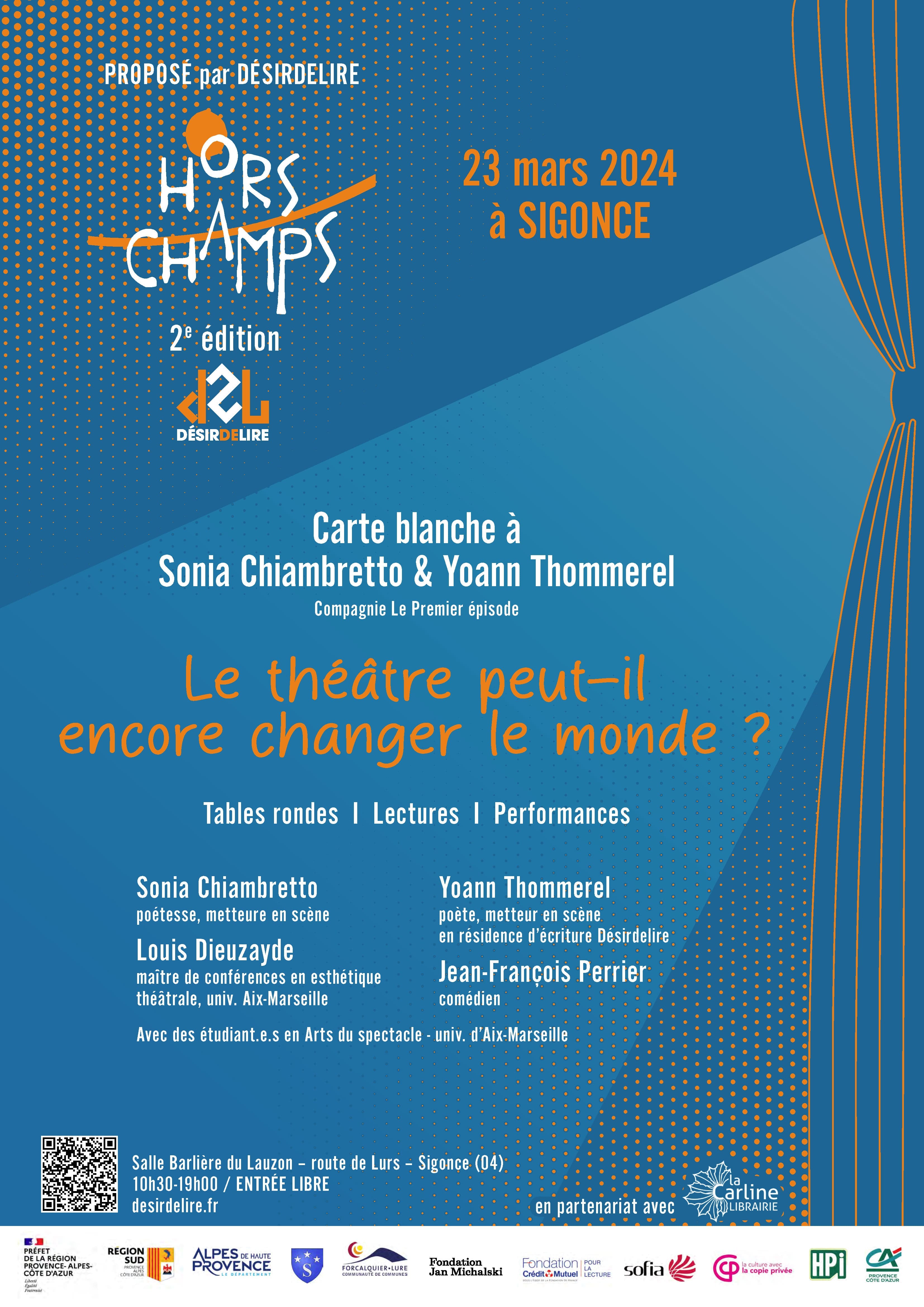 le 23 mars 2024 - Festival de littérature " HORS-CHAMPS " à Sigonce 