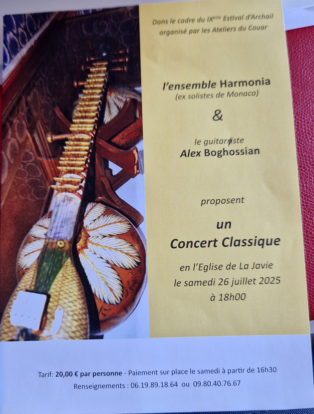 L'ensemble Harmonia en concert à l'église de la Javie le 26 Juillet et à l'église d'Archail dimanche 27 juillet 2025.