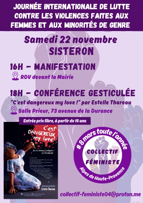 L'invitation du collectif #8Mars Toute l'Année pour lutter contre le sexisme et les VSS samedi 22 novembre 2025