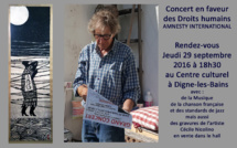 Concert pour Amnesty Jeudi 29 septembre 18h30 au Centre Culturel René Char